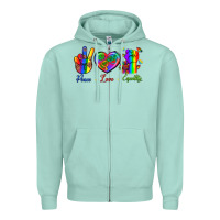 Seafoam Peace Love Equality Zipper Hoodie - BundleAndBundleShop