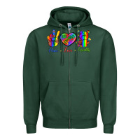 Sports Green Peace Love Equality Zipper Hoodie - BundleAndBundleShop