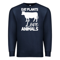 Navy Eat Plants Love Animals Premium Sweatshirt - Bettercallsaul