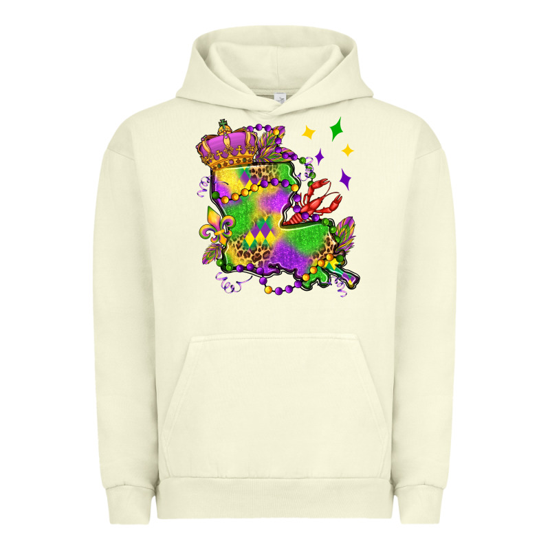 Louisiana Map Mardi Gras Olivia Urban Hoodie by OliviaCreatesArt | Teevron