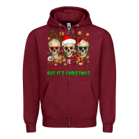 Burgundy When Your Dead Inside But It's Christmas Zipper Hoodie - BundleAndBundleShop