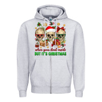 Heather Grey When Your Dead Inside But It's Christmas Zipper Hoodie - BundleAndBundleShop