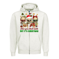 Oatmeal Heather When Your Dead Inside But It's Christmas Zipper Hoodie - BundleAndBundleShop
