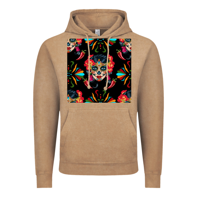 Sugar Skull Seamless Pattern Vintage Hoodie by BundleAndBundleShop | Teevron