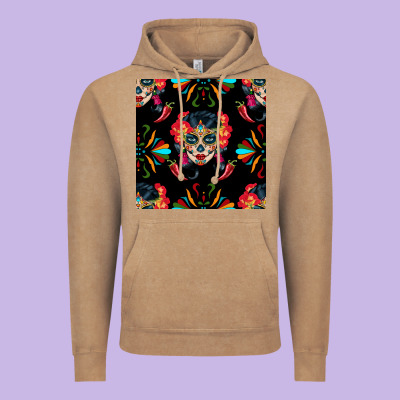 Sugar Skull Seamless Pattern Vintage Hoodie Designed By Bundleandbundleshop