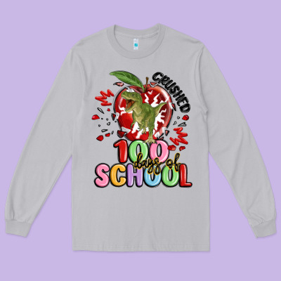 Crushed 100 Days Of School Long Sleeve Tee Designed By Maliassmallbusiness