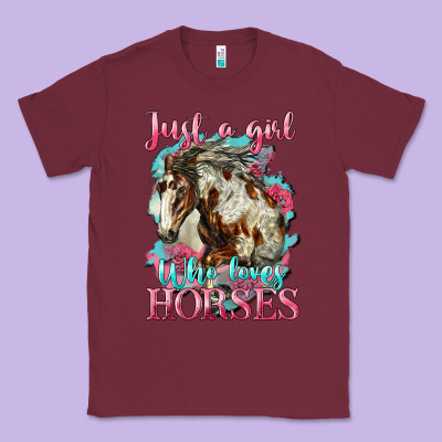 Just A Girl Who Loves Horses Mustang Classic Tee Designed By Lillyallendesigns