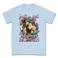 Dusty Blue just a girl who loves horses mustang Classic Tee - LillyAllenDesigns