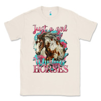 Natural just a girl who loves horses mustang Classic Tee - LillyAllenDesigns