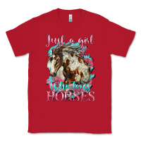 Red just a girl who loves horses mustang Classic Tee - LillyAllenDesigns