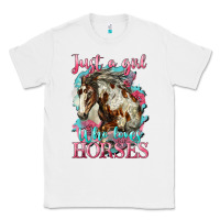 White just a girl who loves horses mustang Classic Tee - LillyAllenDesigns