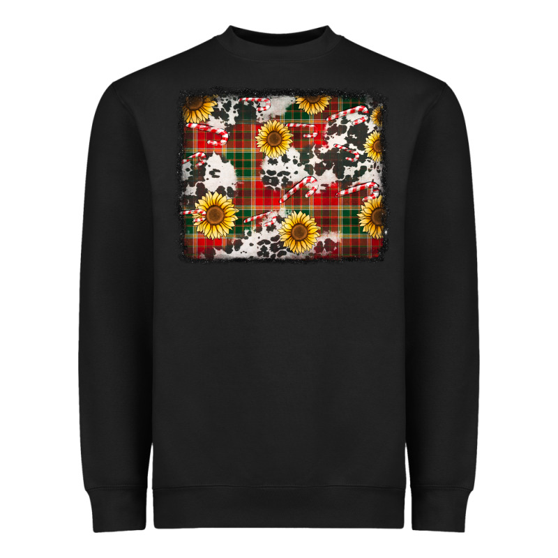 Cowhide Sunflowers Candy Canes Heavyweight Sweatshirt by Jasminsmagicworld | Teevron