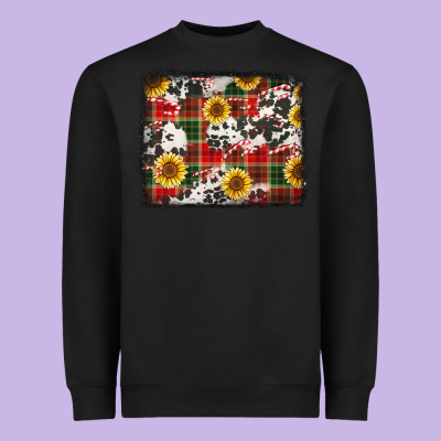 Cowhide Sunflowers Candy Canes Heavyweight Sweatshirt Designed By Jasminsmagicworld