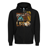Black Small Town Life Zipper Hoodie - BundleAndBundleShop