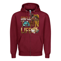 Burgundy Small Town Life Zipper Hoodie - BundleAndBundleShop
