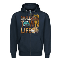 Navy Small Town Life Zipper Hoodie - BundleAndBundleShop