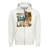 Oatmeal Heather Small Town Life Zipper Hoodie - BundleAndBundleShop