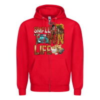 Red Small Town Life Zipper Hoodie - BundleAndBundleShop