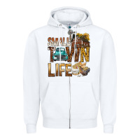 White Small Town Life Zipper Hoodie - BundleAndBundleShop