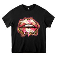 Black volleyball lips Heavy Core Tee - Zillion Design Studio
