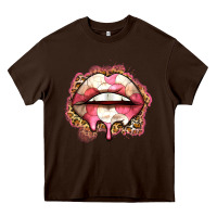 Chocolate Brown volleyball lips Heavy Core Tee - Zillion Design Studio