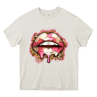 Cream volleyball lips Heavy Core Tee - Zillion Design Studio