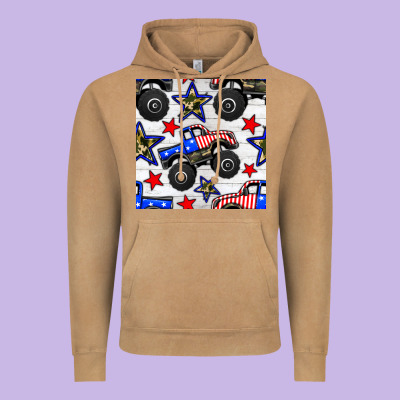 Usa Monster Truck Seamless Pattern Vintage Hoodie Designed By Bundleandbundleshop