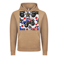 Vintage Coffee usa monster truck seamless pattern Vintage Hoodie - BundleAndBundleShop
