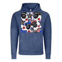 Vintage Denim usa monster truck seamless pattern Vintage Hoodie - BundleAndBundleShop