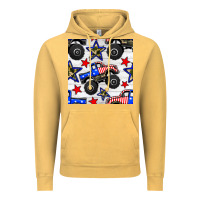 Vintage Mustard usa monster truck seamless pattern Vintage Hoodie - BundleAndBundleShop