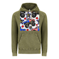 Vintage Olive usa monster truck seamless pattern Vintage Hoodie - BundleAndBundleShop