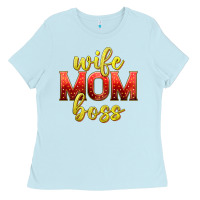 Baby Blue wife mom boss Ladies Tee - texasbilliewilder