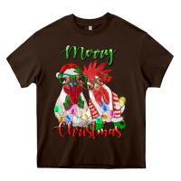 Chocolate Brown christmas roosters Heavy Core Tee - RanaPortraitStore