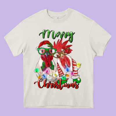 Christmas Roosters Heavy Core Tee Designed By Ranaportraitstore