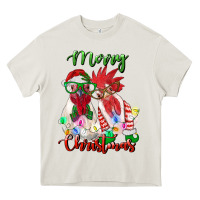 Cream christmas roosters Heavy Core Tee - RanaPortraitStore
