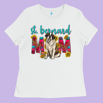 Western St Bernard Mom Ladies Tee Designed By Texasbilliewilder