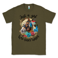 Army Green just a girl who loves horses haflinger Classic Tee - LillyAllenDesigns