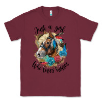 Burgundy just a girl who loves horses haflinger Classic Tee - LillyAllenDesigns