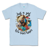 Dusty Blue just a girl who loves horses haflinger Classic Tee - LillyAllenDesigns
