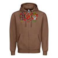 Chestnut Peace Love Dia De Los Muertos Zipper Hoodie - BundleAndBundleShop