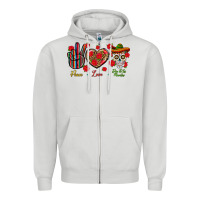 Dove Grey Peace Love Dia De Los Muertos Zipper Hoodie - BundleAndBundleShop
