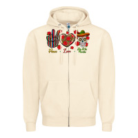 Sandshell Peace Love Dia De Los Muertos Zipper Hoodie - BundleAndBundleShop