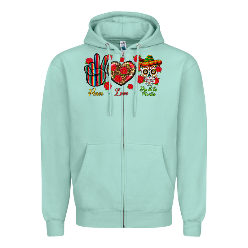 Peace Love Dia De Los Muertos Zipper Hoodie by BundleAndBundleShop | Teevron
