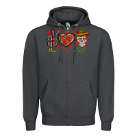 Smoke Peace Love Dia De Los Muertos Zipper Hoodie - BundleAndBundleShop