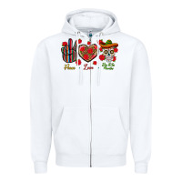 White Peace Love Dia De Los Muertos Zipper Hoodie - BundleAndBundleShop