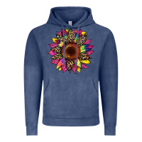 Vintage Denim tie dye leopard sunflower Vintage Hoodie - Artiststas