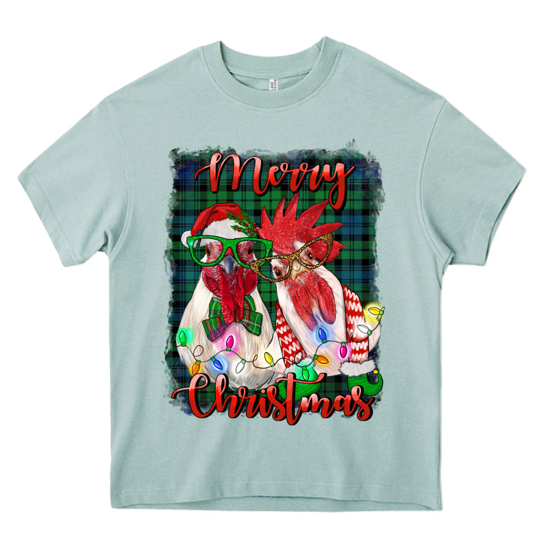 Christmas Roosters With Background Heavy Core Tee by RanaPortraitStore | Teevron