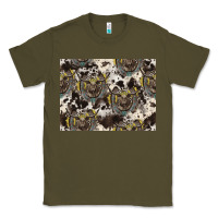 Army Green Longhorn Pattern Classic Tee - CowhideDigitalArt