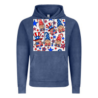 4th Of July Patriotic Gnome Seamless Pattern Vintage Hoodie | Teevron