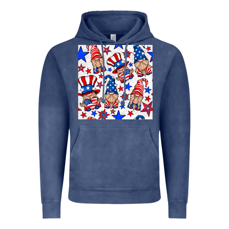 4th Of July Patriotic Gnome Seamless Pattern Vintage Hoodie by BundleAndBundleShop | Teevron
